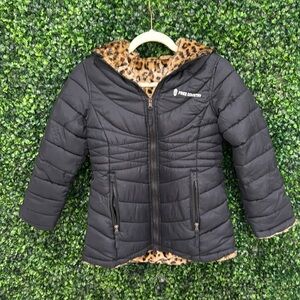 Free Country Jacket for Junior Size M reversible Black and animal Print